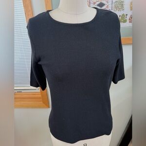 Lauren Ralph Lauren BLACK SILK knitted short sleeved top